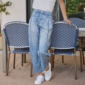Oddi Illusion Faux Denim-like Printed Barrel Pants